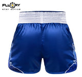 FLUORY MTSF116 MUAY THAI BOXING SHORTS XS-XXXL Blue UNISEX JUNIOR & ADULT