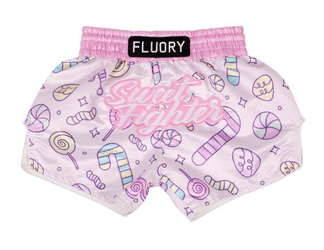 FLUORY MTSF117 SWEET FIGHTER MUAY THAI BOXING SHORTS XXXS-M UNISEX JUNIOR Pink