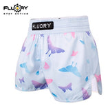FLUORY MTSF118 MUAY THAI BOXING SHORTS XS-XXXL White UNISEX JUNIOR & ADULT