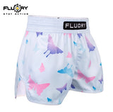 FLUORY MTSF118 MUAY THAI BOXING SHORTS XS-XXXL White UNISEX JUNIOR & ADULT
