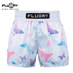 FLUORY MTSF118 MUAY THAI BOXING SHORTS XS-XXXL White UNISEX JUNIOR & ADULT