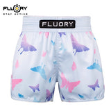 FLUORY MTSF118 MUAY THAI BOXING SHORTS XS-XXXL White UNISEX JUNIOR & ADULT