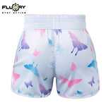 FLUORY MTSF118 MUAY THAI BOXING SHORTS XS-XXXL White UNISEX JUNIOR & ADULT