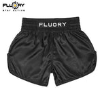 FLUORY MTSF119 MUAY THAI BOXING SHORTS XS-XXXL BLACK UNISEX JUNIOR & ADULT