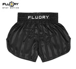 FLUORY MTSF120 MUAY THAI BOXING SHORTS XS-XXXL BLACK UNISEX JUNIOR & ADULT