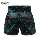 FLUORY MTSF121 MUAY THAI BOXING SHORTS XS-XXXL BLACK BLUE UNISEX JUNIOR & ADULT