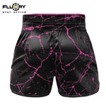 FLUORY MTSF121 MUAY THAI BOXING SHORTS XS-XXXL BLACK ROSE RED UNISEX JUNIOR & ADULT
