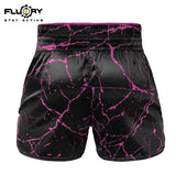 FLUORY MTSF121 MUAY THAI BOXING SHORTS XS-XXXL BLACK ROSE RED UNISEX JUNIOR & ADULT