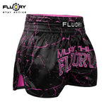 FLUORY MTSF121 MUAY THAI BOXING SHORTS XS-XXXL BLACK ROSE RED UNISEX JUNIOR & ADULT