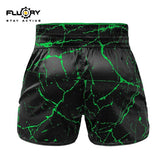 FLUORY MTSF121 MUAY THAI BOXING SHORTS XS-XXXL BLACK GREEN UNISEX JUNIOR & ADULT