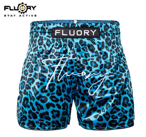 FLUORY MTSF123 MUAY THAI BOXING SHORTS XS-XXXL BLUE UNISEX JUNIOR & ADULT