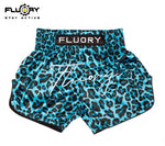 FLUORY MTSF123 MUAY THAI BOXING SHORTS XS-XXXL BLUE UNISEX JUNIOR & ADULT