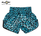 FLUORY MTSF123 MUAY THAI BOXING SHORTS XS-XXXL BLUE UNISEX JUNIOR & ADULT