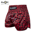 FLUORY MTSF123 MUAY THAI BOXING SHORTS XS-XXXL RED UNISEX JUNIOR & ADULT
