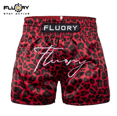 FLUORY MTSF123 MUAY THAI BOXING SHORTS XS-XXXL RED UNISEX JUNIOR & ADULT