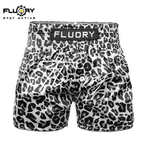 FLUORY MTSF123 MUAY THAI BOXING SHORTS XS-XXXL GREY UNISEX JUNIOR & ADULT