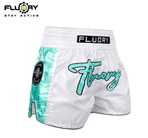 FLUORY MTSF124 MUAY THAI BOXING SHORTS XS-XXXL LAKE GREEN UNISEX JUNIOR & ADULT