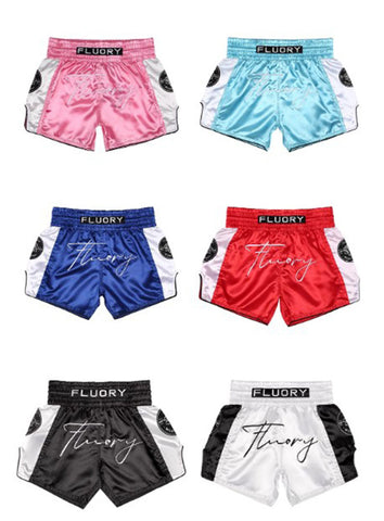 FLUORY MTSF133 MUAY THAI BOXING SHORTS XS-XXXL 7 COLOURS UNISEX JUNIOR & ADULT