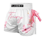 FLUORY MTSF136 MUAY THAI BOXING SHORTS XXS-XXL WHITE UNISEX JUNIOR & ADULT
