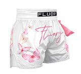 FLUORY MTSF136 MUAY THAI BOXING SHORTS XXS-XXL WHITE UNISEX JUNIOR & ADULT