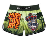 FLUORY MTSF137 MUAY THAI BOXING SHORTS XXS-XXL GREEN UNISEX JUNIOR & ADULT