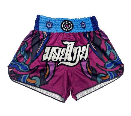 FLUORY MTSF146 MUAY THAI BOXING SHORTS XS-XXXL PURPLE UNISEX JUNIOR & ADULT