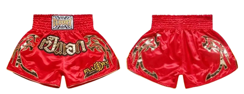 FLUORY MTSF19 MUAY THAI BOXING SHORTS XS-XXXL RED UNISEX JUNIOR & ADULT