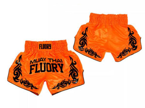 FLUORY MTSF73 MUAY THAI BOXING SHORTS S-XXL Neo Orange UNISEX JUNIOR & ADULT