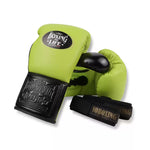 No Boxing No Life BOXING GLOVES SEEK DESTROY Lace Up Extra Thick Microfiber 8-16 oz Green Black