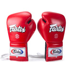 Fairtex BGL7 Mexican MUAY THAI BOXING GLOVES Lace Up Leather 8-14 oz Red Black