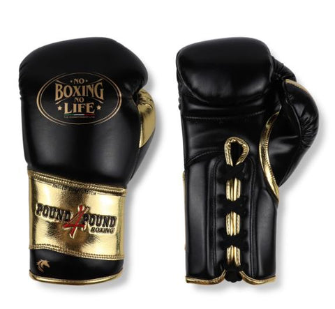 No Boxing No Life Boxing Gloves Pound 4 Pound Lace Up Microfiber 8-16 oz Black Gold