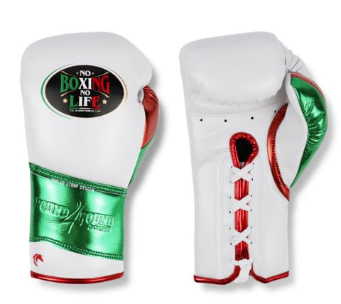 No Boxing No Life Boxing Gloves Pound 4 Pound Lace Up Microfiber 8-16 oz White Green Red