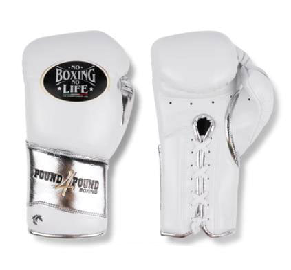 No Boxing No Life Boxing Gloves Pound 4 Pound Lace Up Microfiber 8-16 oz White