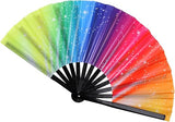 Carnival Party Dancing Performing UV Fluorescent Folding Hand Fan Bamboo Tangs 33 cm PF001