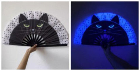 Carnival Party Dancing Performing UV Fluorescent Folding Hand Fan Bamboo Tangs 33 cm PF003