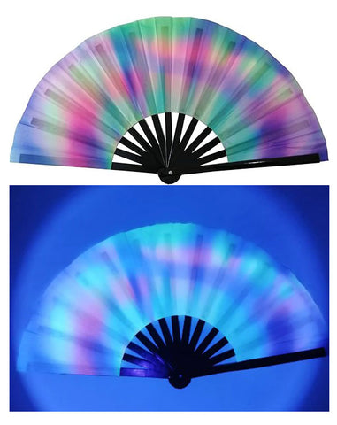 Carnival Party Dancing Performing UV Fluorescent Folding Hand Fan Bamboo Tangs 33 cm PF004