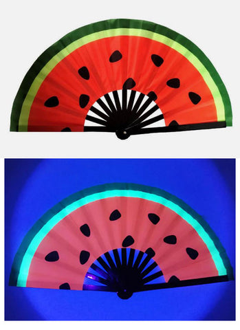Carnival Party Dancing Performing UV Fluorescent Folding Hand Fan Bamboo Tangs 33 cm PF005