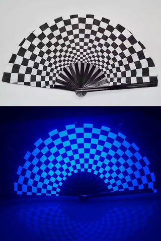Carnival Party Dancing Performing UV Fluorescent Folding Hand Fan Bamboo Tangs 33 cm PF007