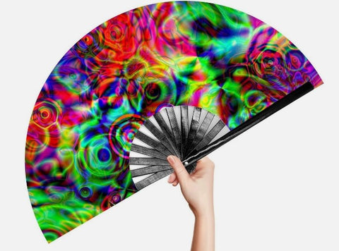 Carnival Party Dancing Performing UV Fluorescent Folding Hand Fan Bamboo Tangs 33 cm PF010