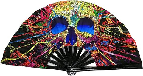 Carnival Party Dancing Performing UV Fluorescent Folding Hand Fan Bamboo Tangs 33 cm PF011