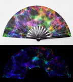 Carnival Party Dancing Performing UV Fluorescent Folding Hand Fan Bamboo Tangs 33 cm PF013