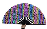 Carnival Party Dancing Performing UV Fluorescent Folding Hand Fan Bamboo Tangs With Case 33 cm PF015