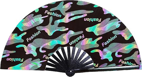 Carnival Party Dancing Performing UV Fluorescent Folding Hand Fan Bamboo Tangs 33 cm PF018
