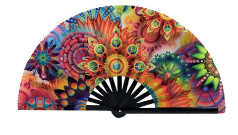 Carnival Party Dancing Performing UV Fluorescent Folding Hand Fan Bamboo Tangs 33 cm PF019