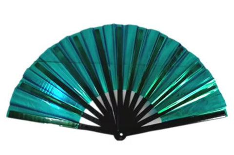 Carnival Party Dancing Performing UV Fluorescent Folding Hand Fan Bamboo Tangs Green 33 cm PF025