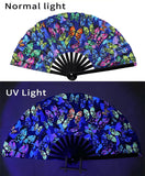Carnival Party Dancing Performing UV Fluorescent Folding Hand Fan Bamboo Tangs 33 cm PF029
