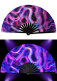 Carnival Party Dancing Performing UV Fluorescent Folding Hand Fan Bamboo Tangs 33 cm PF031