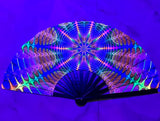 Carnival Party Dancing Performing UV Fluorescent Folding Hand Fan Bamboo Tangs 33 cm PF032