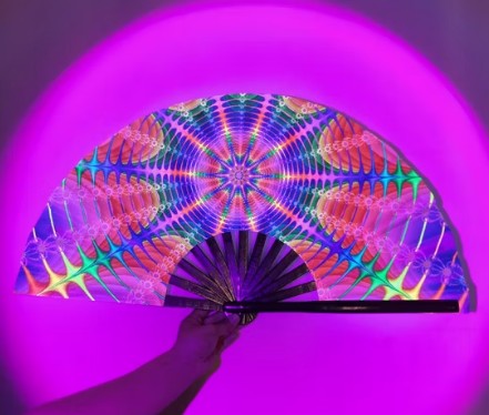 Carnival Party Dancing Performing UV Fluorescent Folding Hand Fan Bamboo Tangs 33 cm PF032