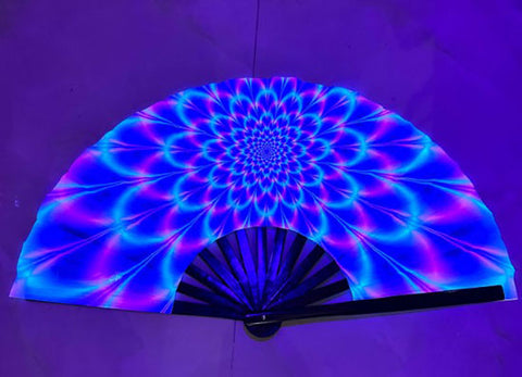 Carnival Party Dancing Performing UV Fluorescent Folding Hand Fan Bamboo Tangs 33 cm PF033